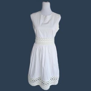 Ted Baker White Sleeveless Crew Neck Midi Dress